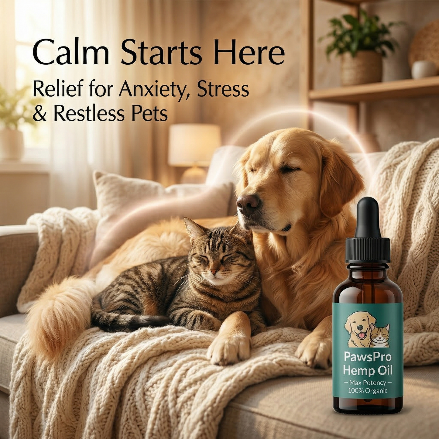 ZenPaw Calming Hemp Oil for Dogs & Cats – Stress, Anxiety & Joint Relief (2-Pack)